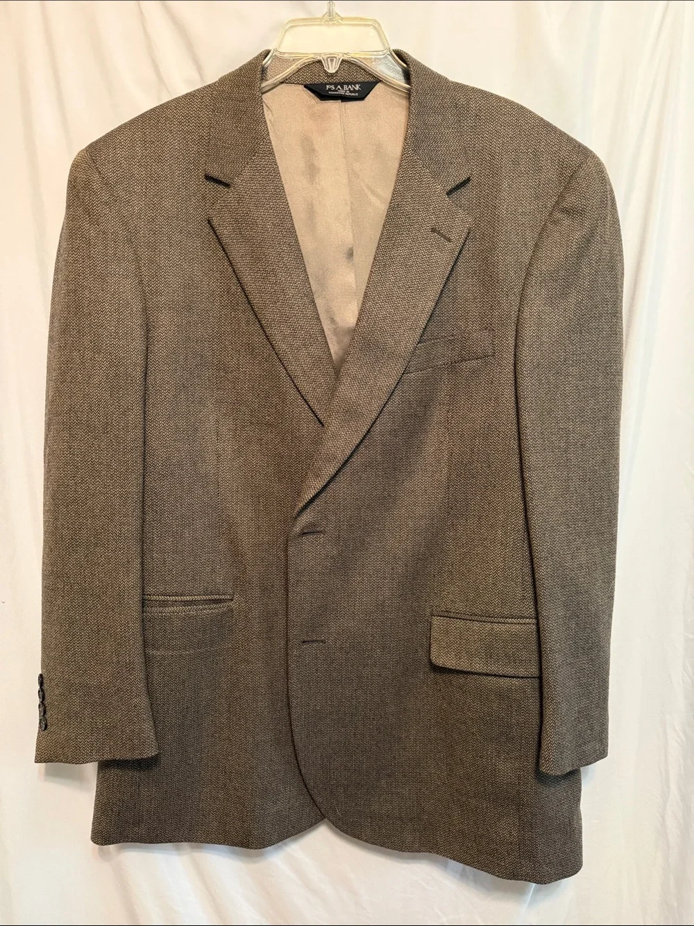 Men's Jo’s A. Bank Taupe Brown Herringbone Wool Sport Coat